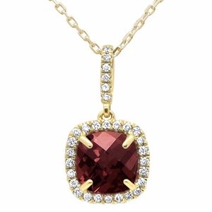 1.81ct 10k Yellow Gold Cushion Garnet & Diamond